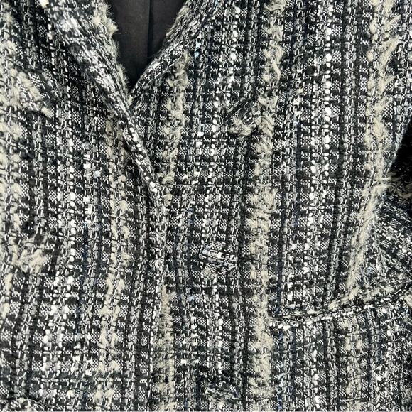 Anthropologie Drew Tweed Blazer Jacket Knit Formal Business Textured M 1 Button - Picture 2 of 8